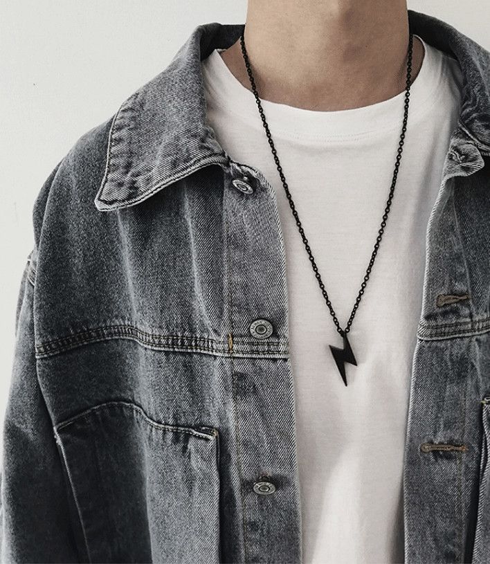 Hip-hop Titanium Lightning Flash Symbol Pendant Necklace