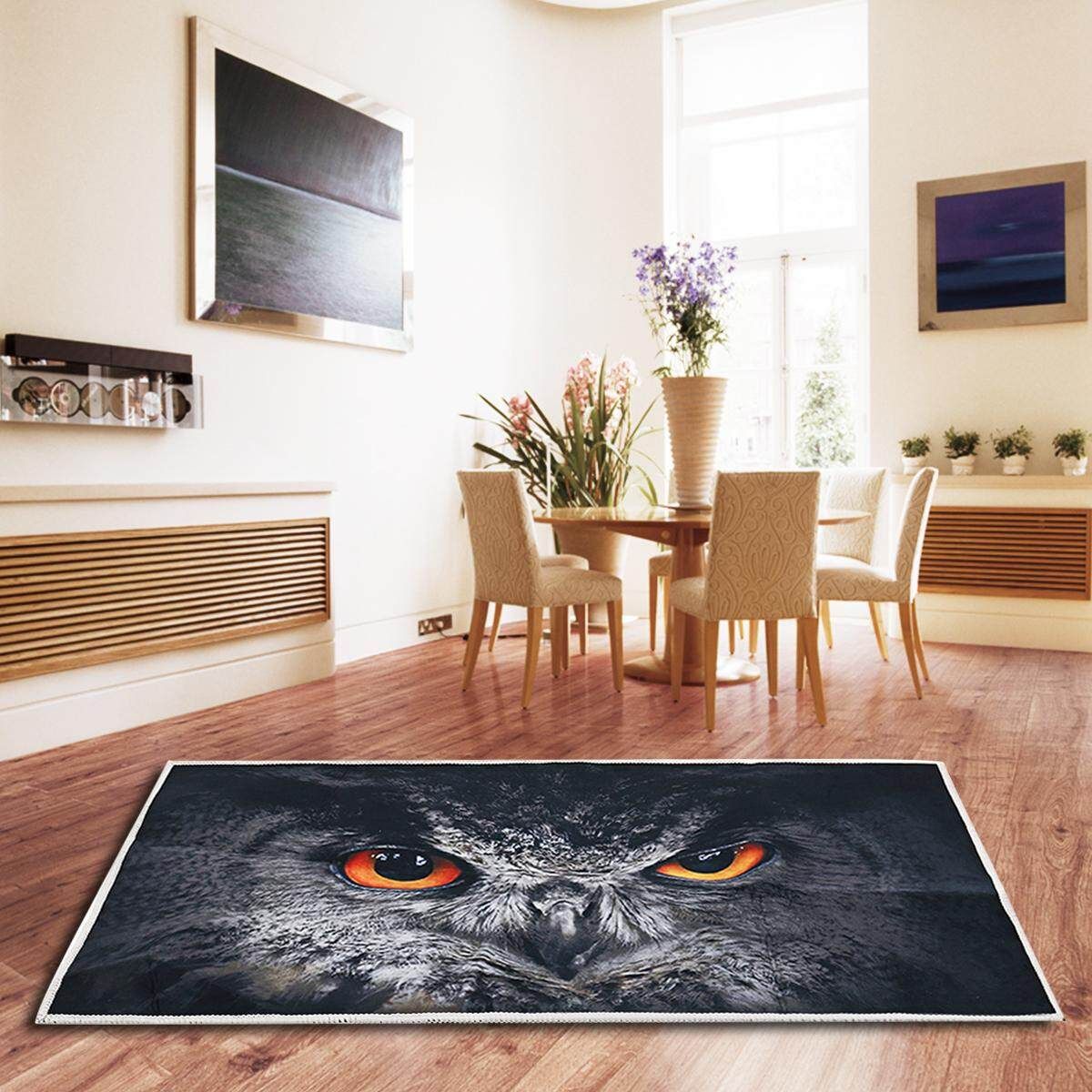 3D Tiger/Cat/Owl Animal Carpets Mats Floor Rug For Living Room Non-slip Owl 60 * 90cm
