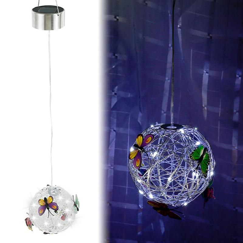 Butterfly Metal Ball Hanging Solar Light with Waterproof
