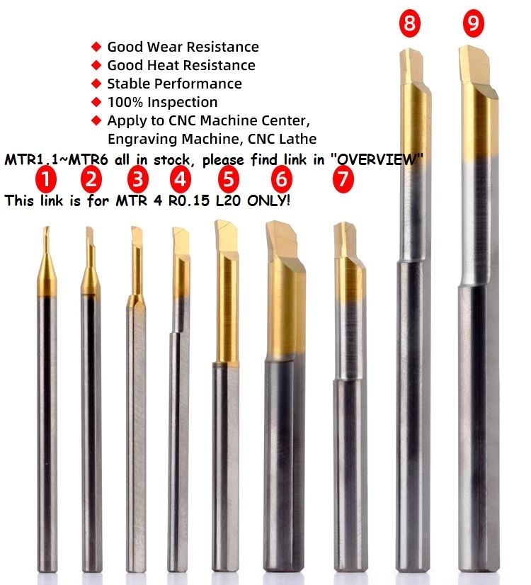 MTR 4 R0.1 L20DE Internal Hole Making Solid Carbide CNC Boring Tool