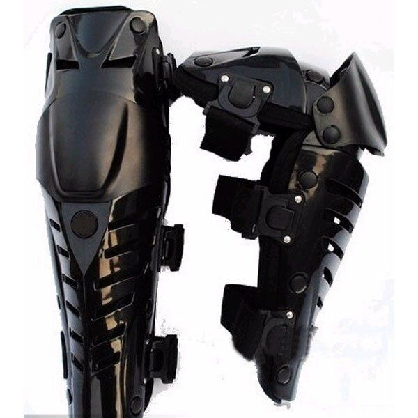 Pair Of Leather Motor Racing Protective Knee Pads Black Black