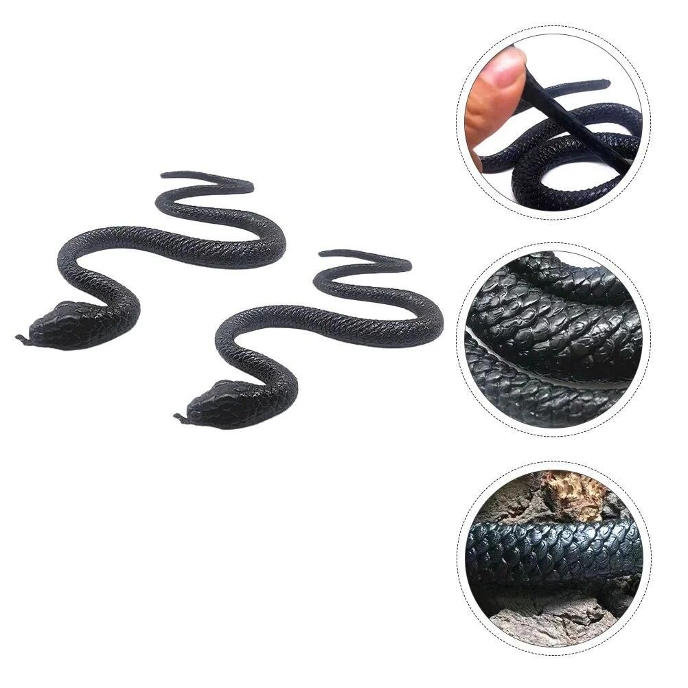 2 Pcs Lifelike Snake Models Simulation Snake Toys Educational Playthings (Black) Shocker