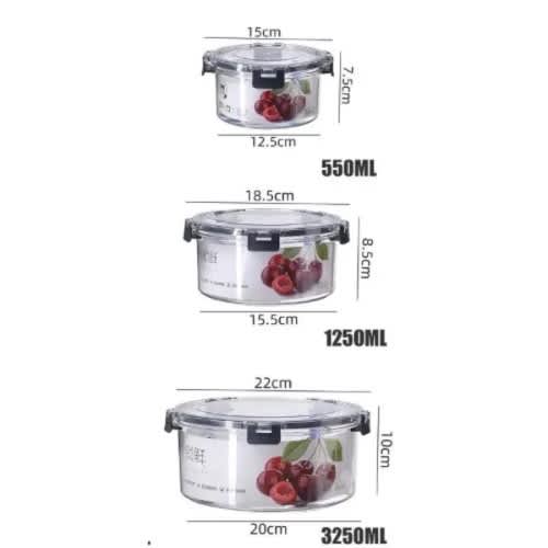 Acrylic Round Storage Bowl Set - 3 Pieces
