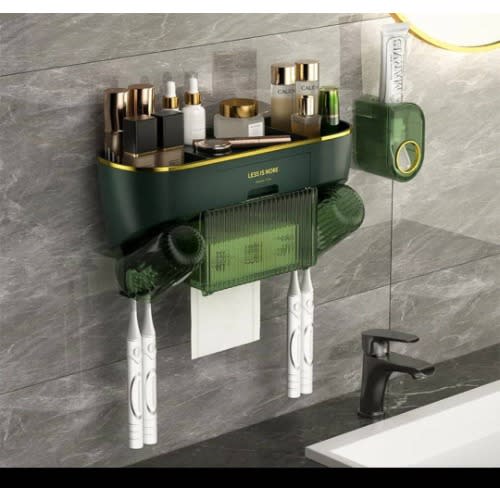 Toothbrush And Toothpaste Holder - Green