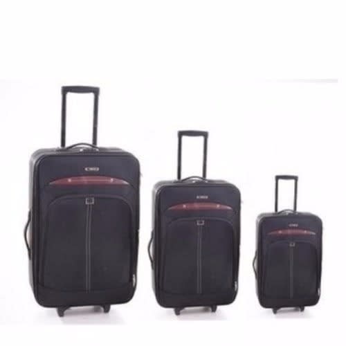 Swiss Polo Trolley Travelling Box - Set Of 3 - Black