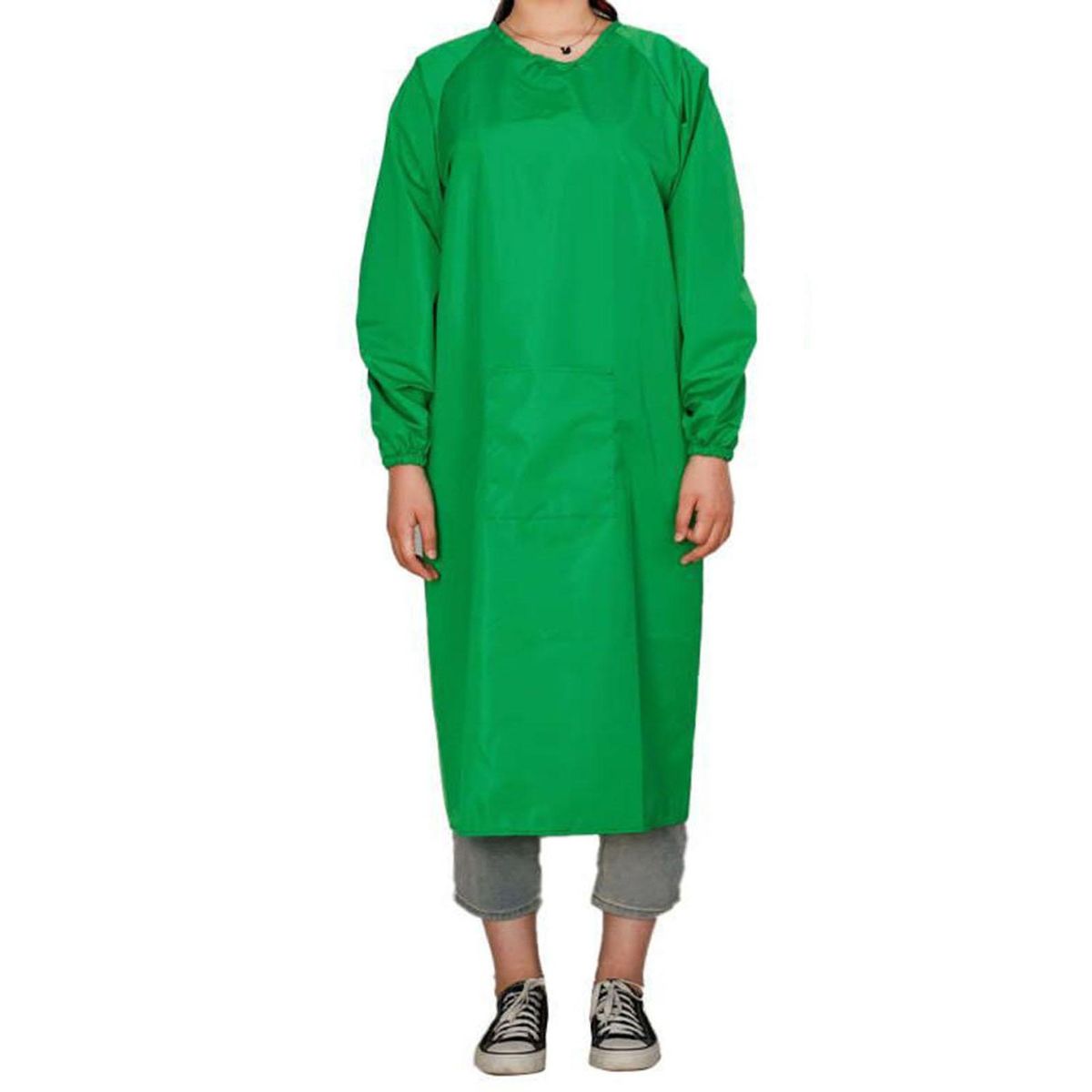 Waterproof Canvas Apron with Pockets Long Sleeves Ideal for Chefs Green