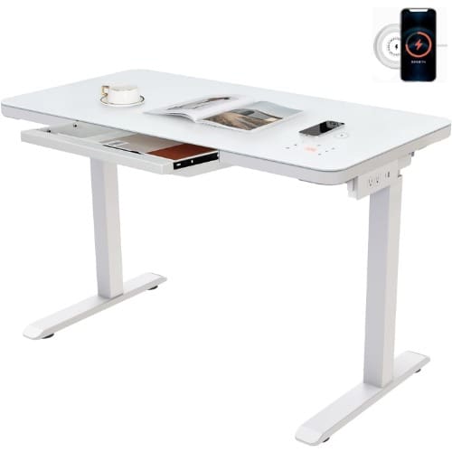 Standing Desk With Drawer Ergonomic Tempered Glass