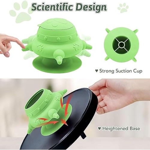 TD Pet Silicone Nipple Feeder Suction Cup Milk Bowl Kitten & Puppy - 240ml -Green