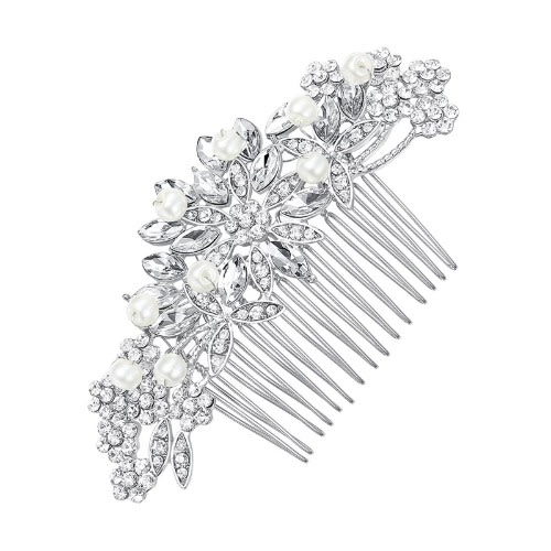 Flower Simulated Pearl Bridal Hair Comb