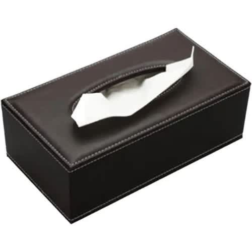 Leather Tissue Box - Black