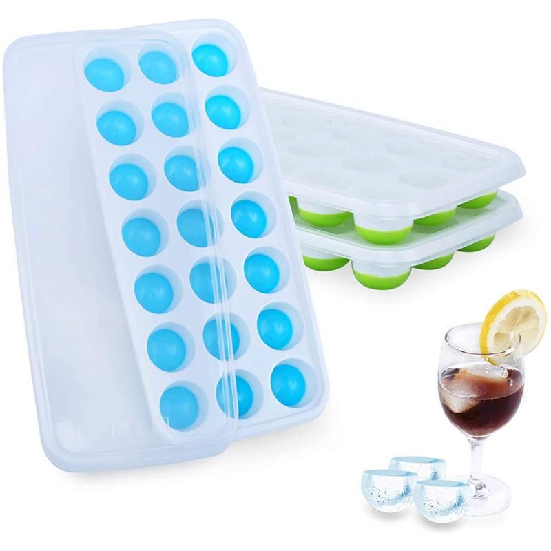 3 Pack Silicone Ice Cube Trays with Removable Lids,63 Ice