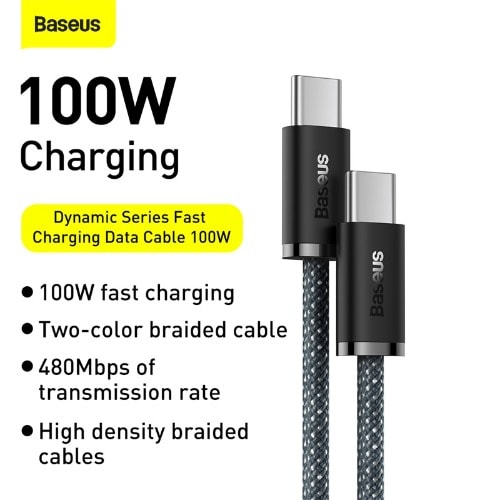 Dynamic Series Fast Charging Data Cable Type-c To Type-c - 100W - 1m - Gray