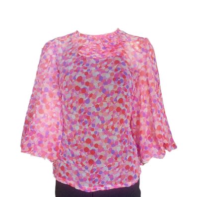 Ladies Floral See Through Blouse With Puff Sleeves  Lbs-9404