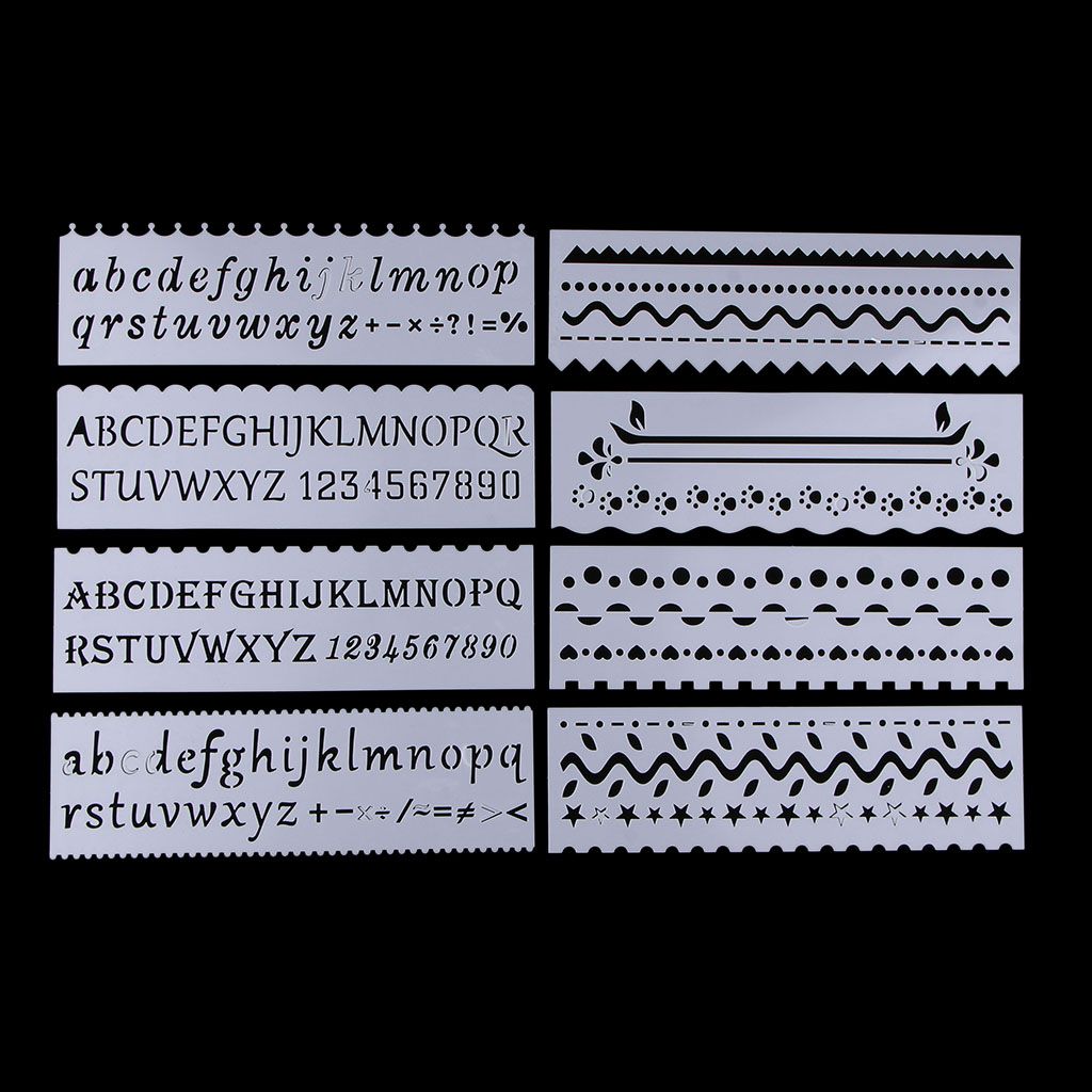 8 Style Journal Drawing Template Stencils Set Scrapbooking DIY Wave