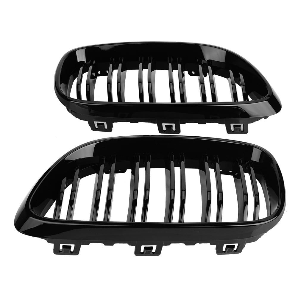 1 Pair Gloss Black Style Front Bumper Grill Grille For BMW