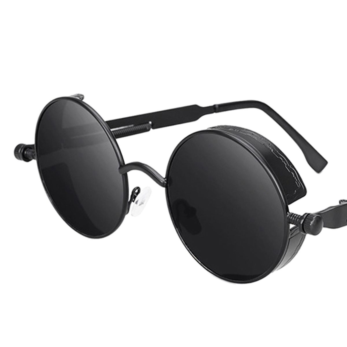 Steampunk Gothic Retro Round Sunglasses Circle Lens  Black Gray