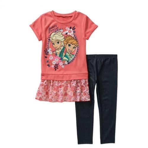 Frozen 2fer Hacci Top with Roll Cuff Leggings Set