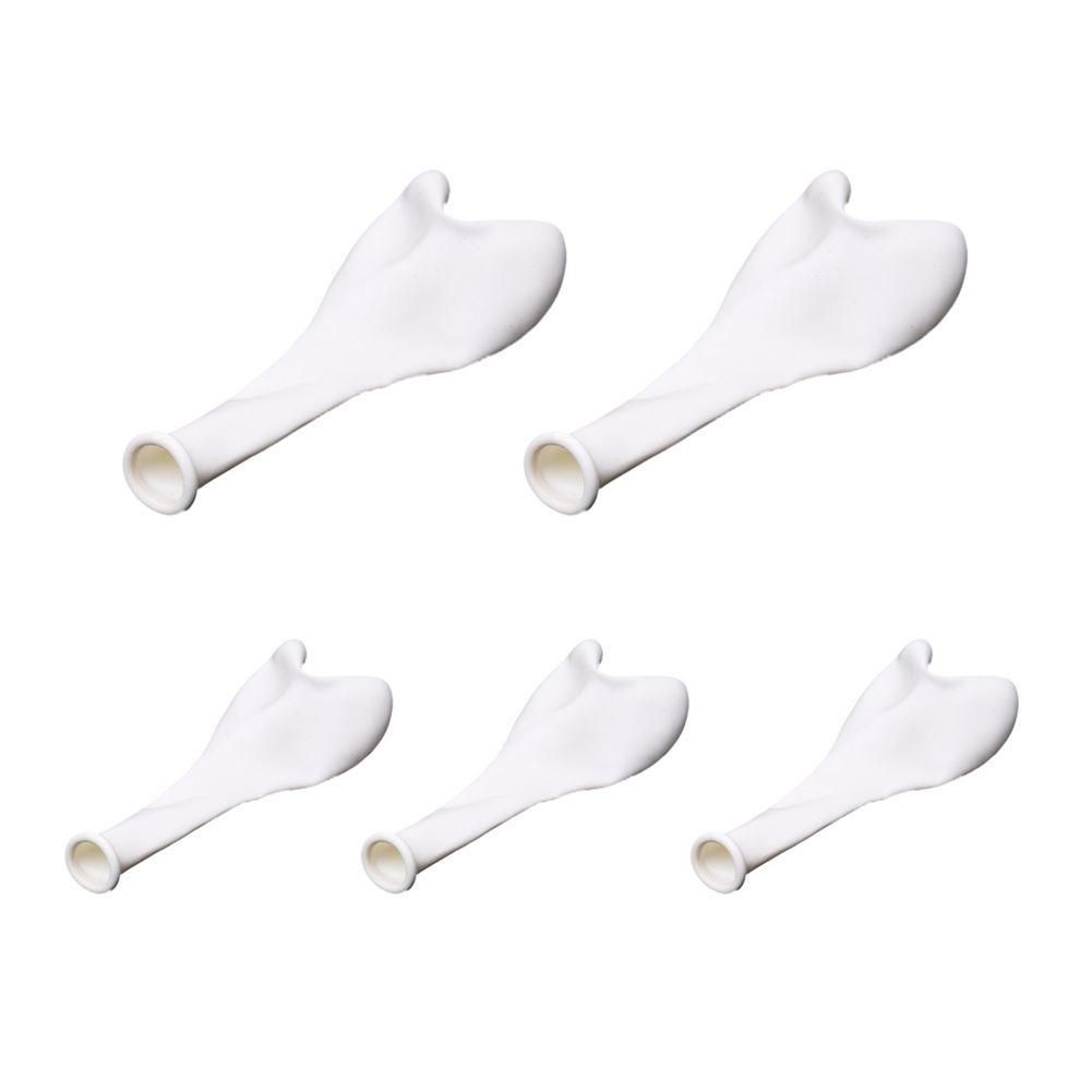 White 6' Latex Hearts Balloons x 5 -
