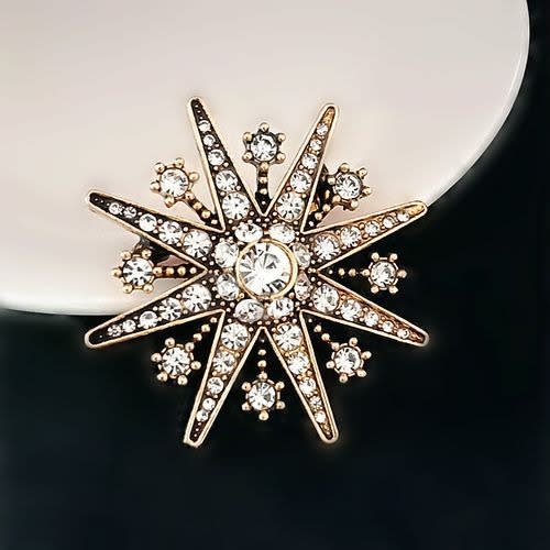 Fashionable Rhinestone Brooch Pin Bouquet - Silver