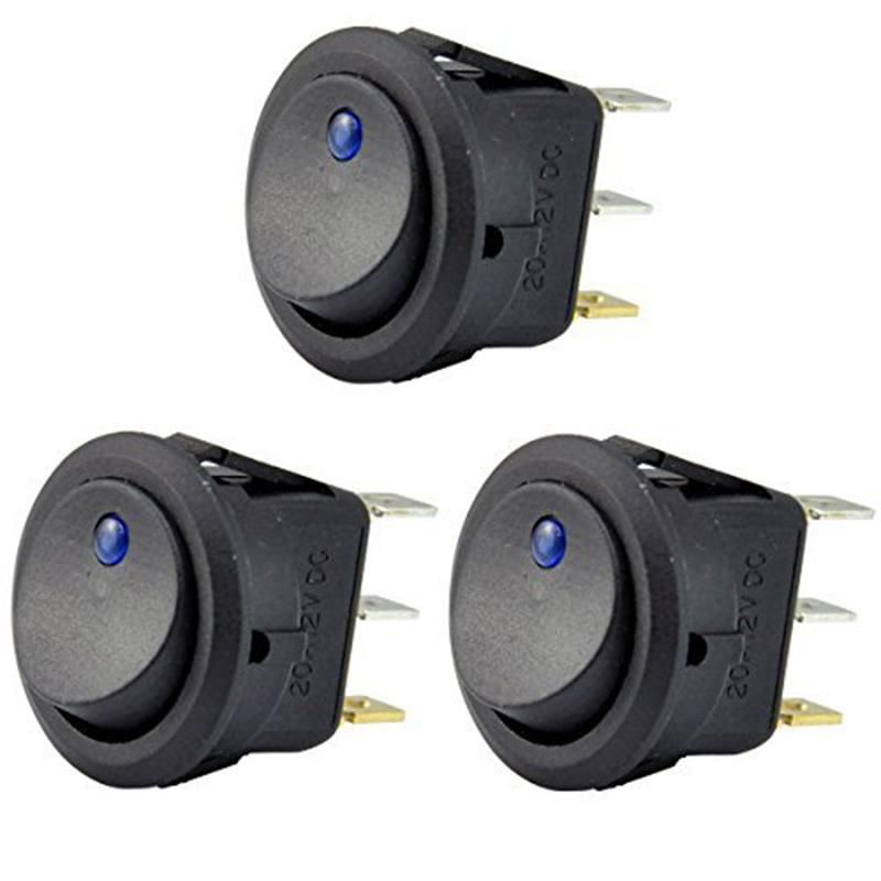 3Pc 12V 20A Rocker Toggle LED Switch Blue Light SPST On-Off Control for Boats Cars Racing Cars Off-Road Vehicles Heavy Trucks RVs ATVs and Anything That Uses a 12 Volt Power