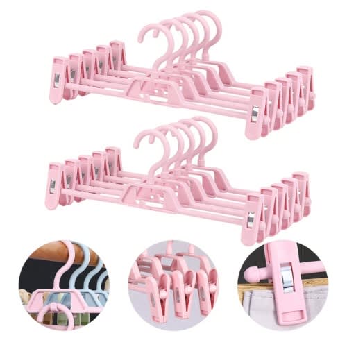 Rotatable Clothes Hanger With Stretchable And Non-slip Clips - 10pcs