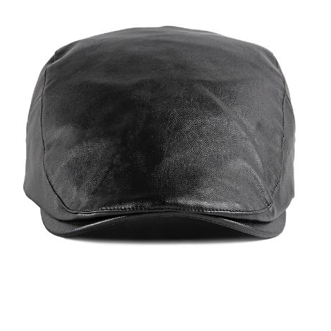 Men's Pu Leather Panama Cap - Black