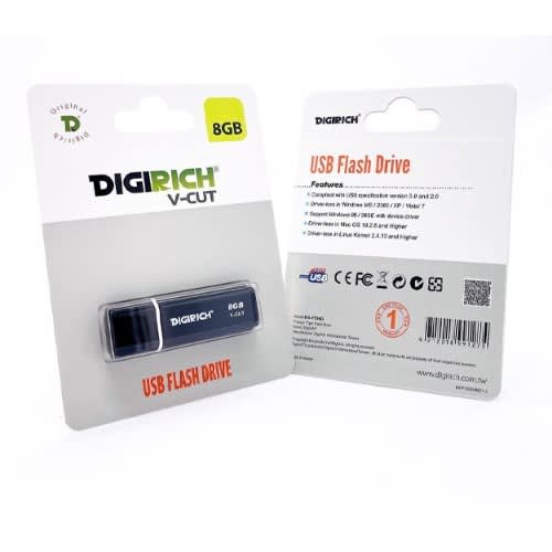Digirich V-cut Flash Drive - 8GB - Black