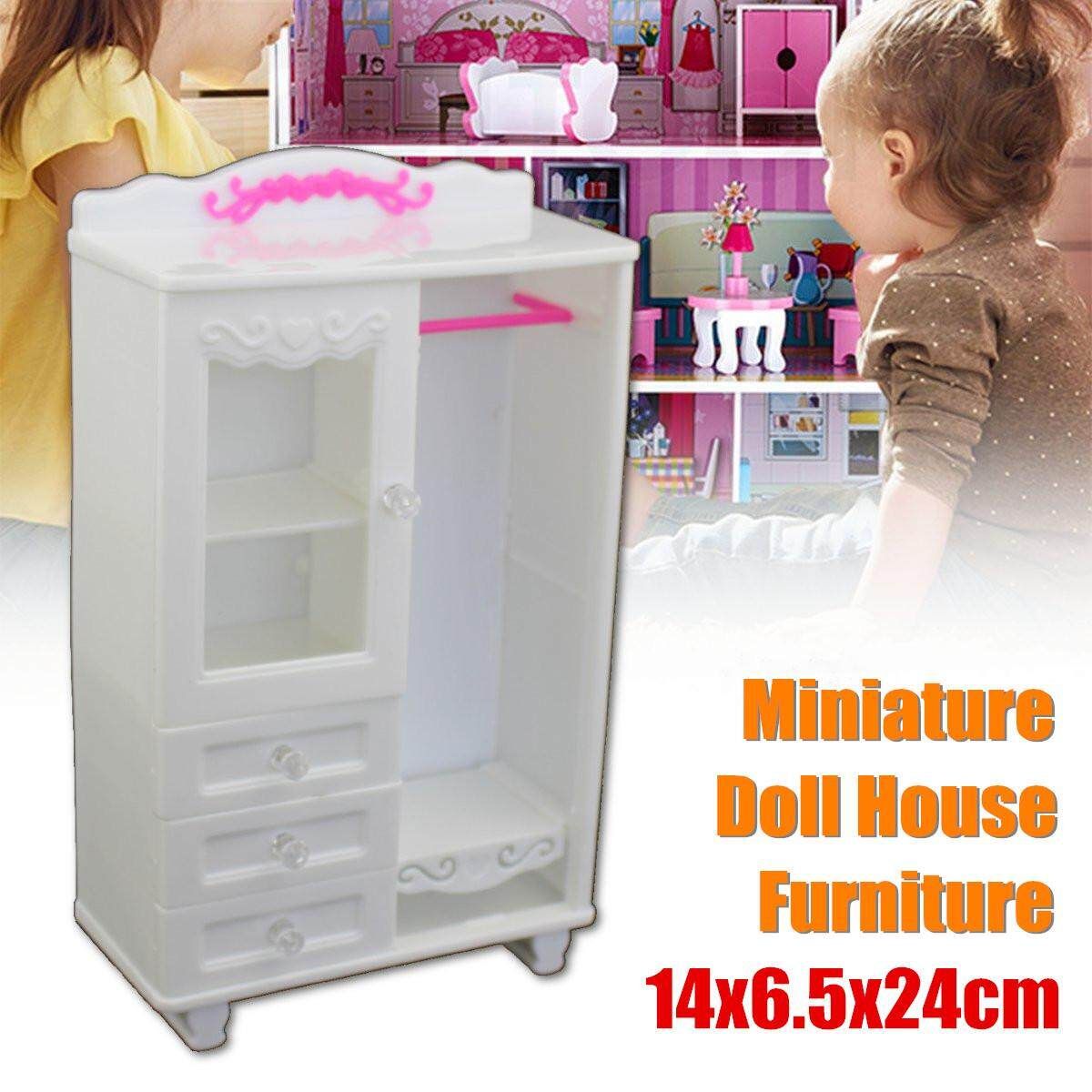 Dollhouse Furniture Wardrobe Closet For Barbie Doll Clothes Accessories