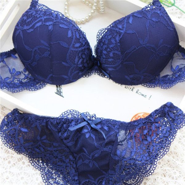 Women Lady Cute Y Underwear Satin Lace Embroidery Bra Sets With