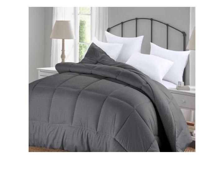 Plain White Bedsheet With Grey Duvet Set With 4 Pillows