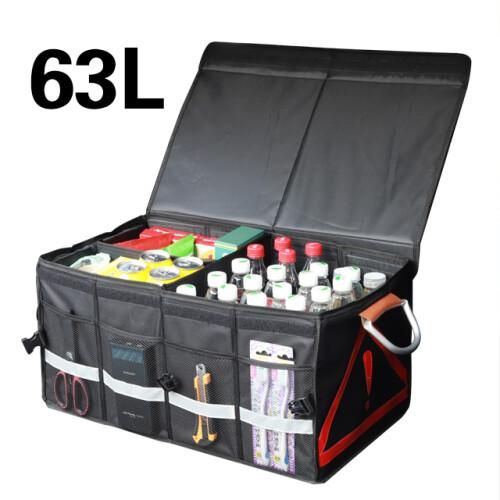 63L Huge Capacity Collapsible Car Trunk Organizer Heavy Duty Multi pockets Expandable Cargo Storage Organizers