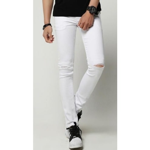 Skinny Ripped Men's Jeans- White
