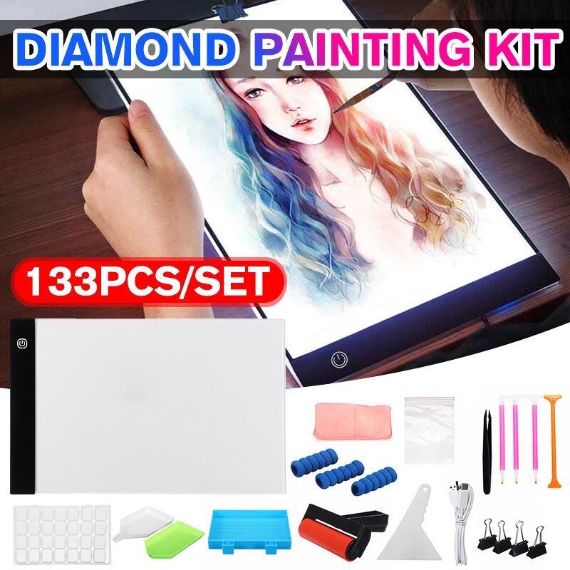 133PCS A4 Drawing Tablet Dimmable Light LED 5D Pad Box Tablet Drawing Tracing Board Writing Copy Board For Sketch