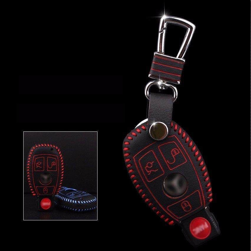 272238805597 High Quality Leather Remote Key Case Cover Holder For Mercedes-Benz White Line