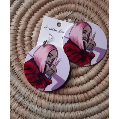 Bad Ass Girl Afrocentric Wooden Earring