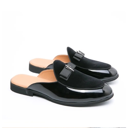 Men's Vogue Bi Patent Leather Half Shoe - Black