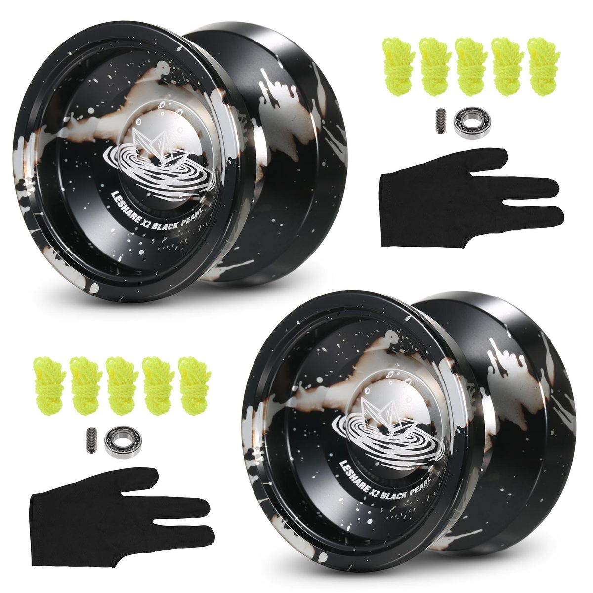 2 Pack Aluminum Yoyo Balls Competitive Yo Yo Gift with Bearing Strings and Gloves