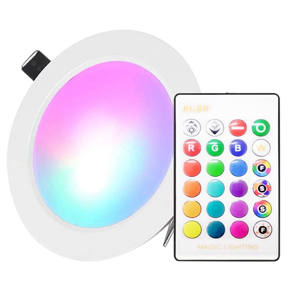 15W LEDs Recessed Lighting Downlight with IR Remote Control 16 Color & 4 Flashing Modes Dimmable RGBW Color Changing Floodlight Ceiling Light