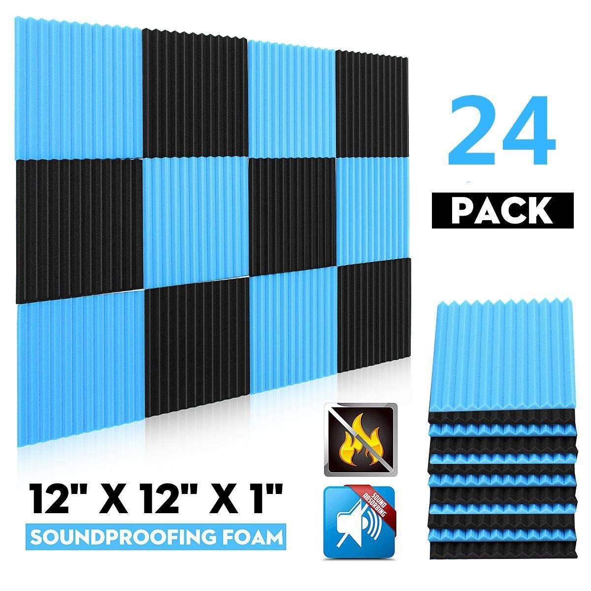 24Pcs Acoustic Anti Noise 30x30x2.5cm Soundproofing Sound-Absorbing Foam Retardant Tile Acoustic Foam KTV Accessories