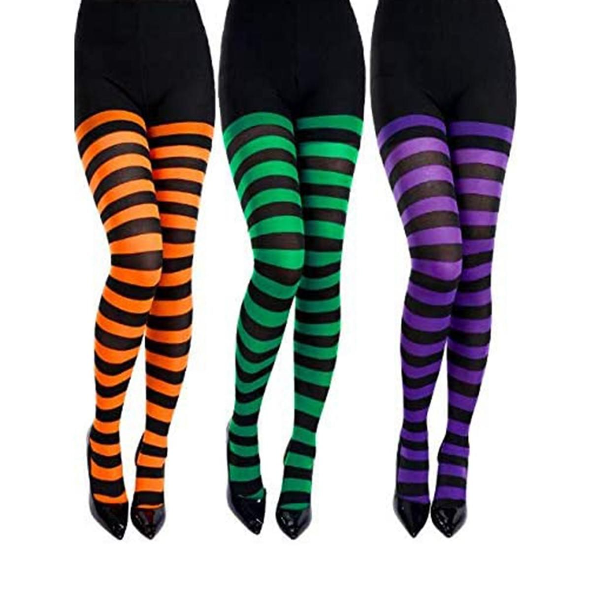 3 Pairs Striped Tights Striped Long Stocking Striped for Christmas Costume Supplies