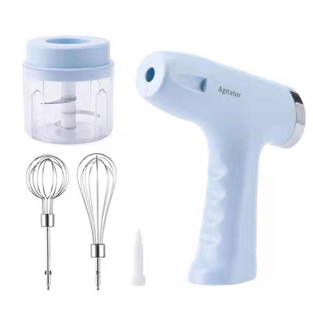Electric Garlic Chopper Masher Whisk Egg Beater Mixer Kitchen Handheld Automatic Frother Foamer Blue
