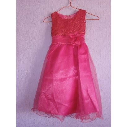 Fushia Pink Sequence Dress For Girls