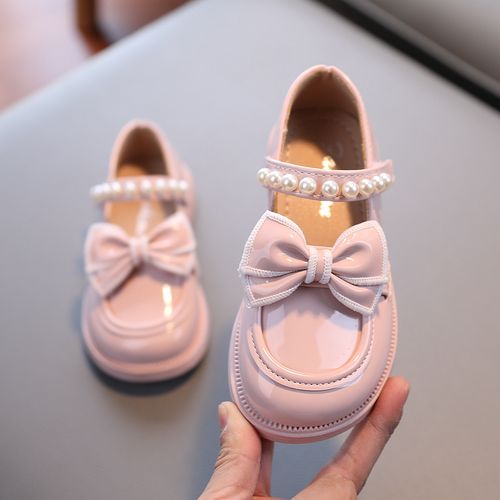 Girls Bow-knot Mary Jane Slip On Shoes Kids Flat Princess Shoes -Pink