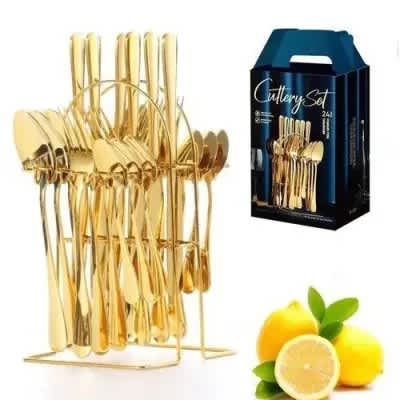 Cutlery Set - Gold - 24 Pcs