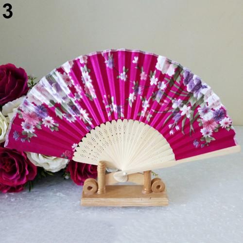 Decor Folding Chinese Antique Festival Classical Fans Hand Bamboo Floral Party Wedding Dance Fan Flowers
