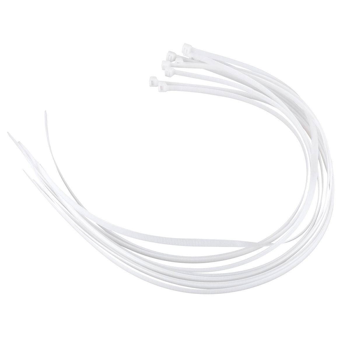 10X Extra Long 76Cm White Zip Wraps