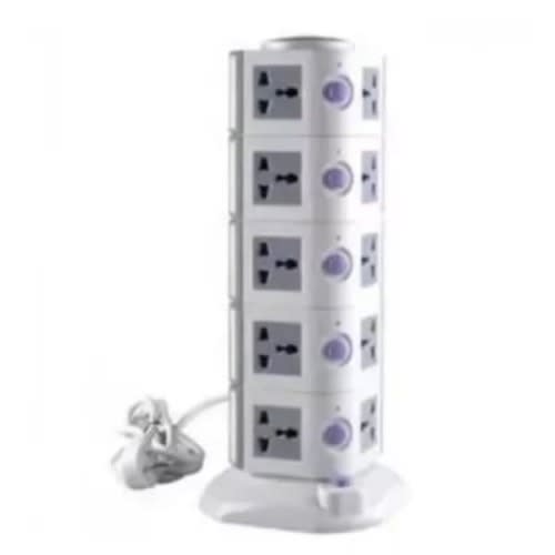 Vertical Extension Box & Surge Protector - 20 - Socket - White