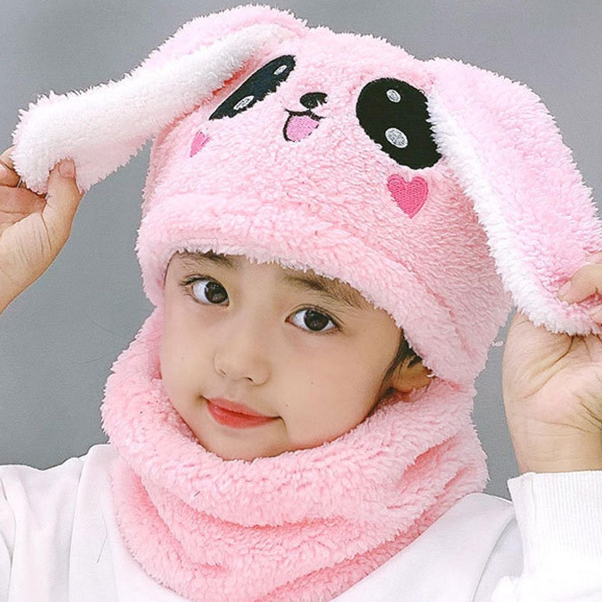 Toddlers Hat Winter Thermal Girls Neck Warmer Cap Pink