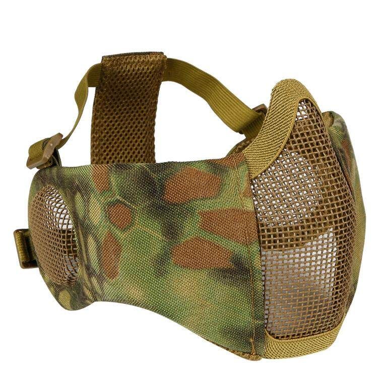 Steel Wire Outdoor Hunting Breathable Mesh Half Face Protective Earmuffs Version Jungle Crepe