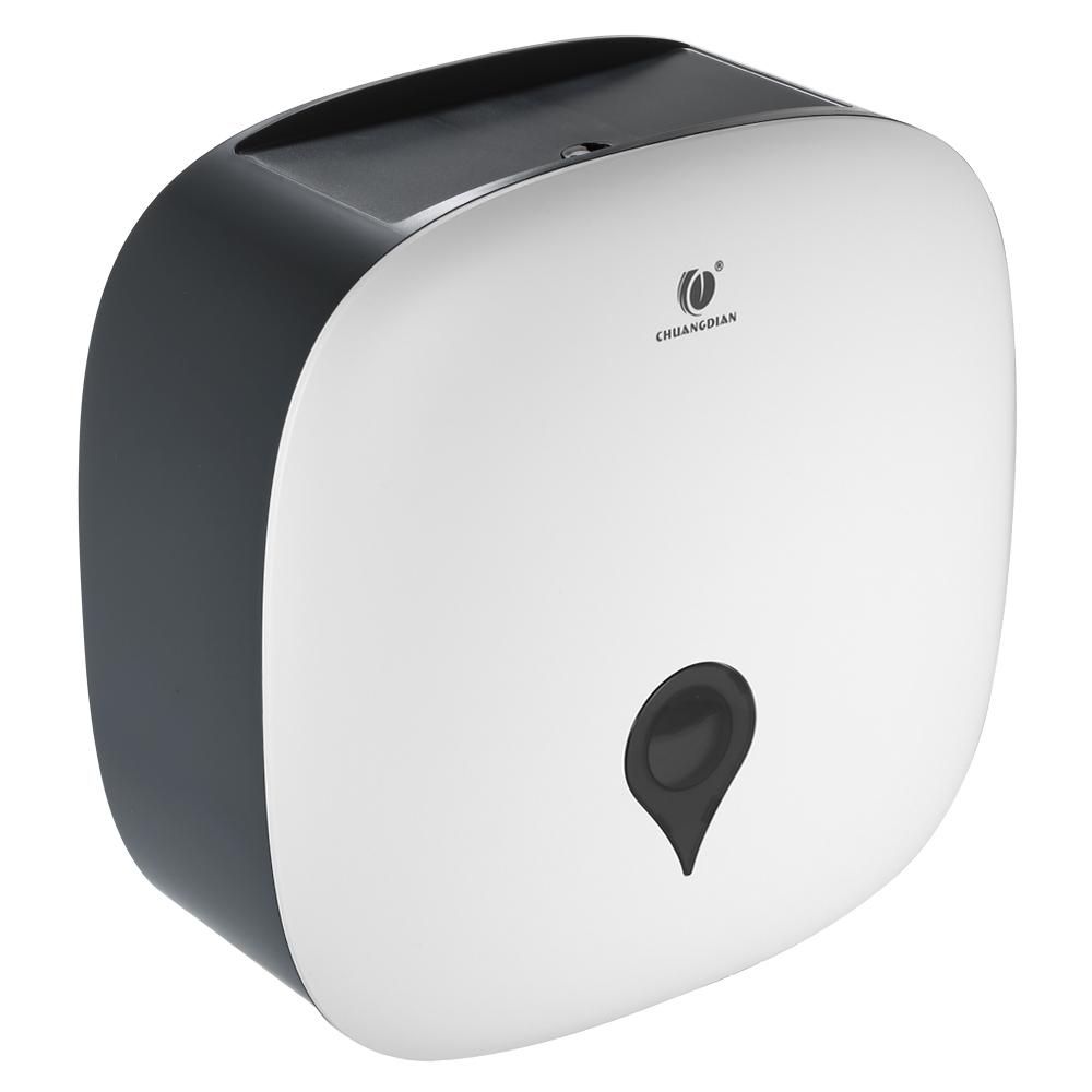 CHUANGDIAN No Drilling Wall Mounted Single Jumbo Roll Tissue Dispenser Hanging Toilet Paper Dispenser Holder for Hotel Restaurant Home Park--White